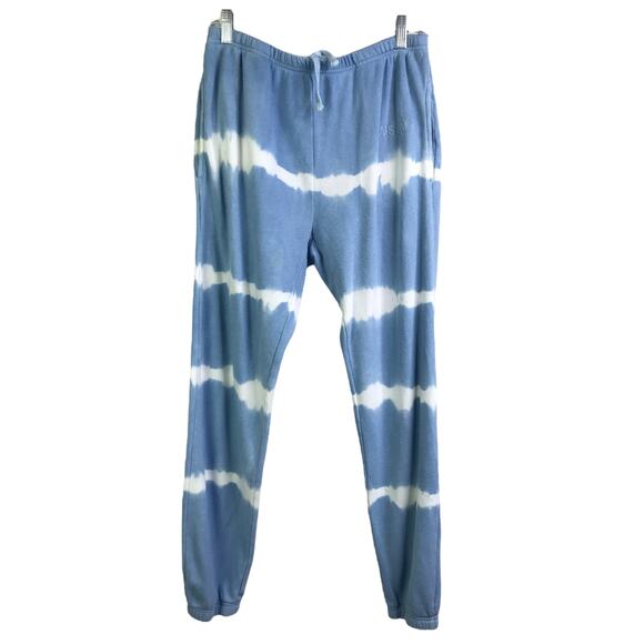 WSLY Sweatpants Womens S Light Blue White Tie Dye Striped Jogger Pants Lounge - Picture 1 of 6